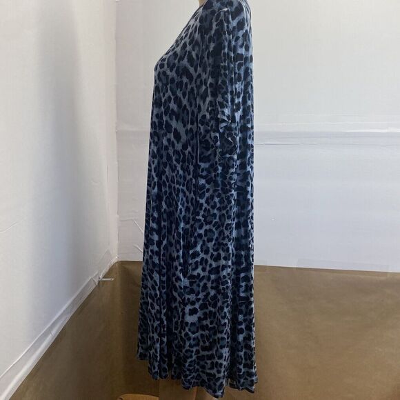 Jollie Lovin Woman's Short Sleeve Swing Dress Size 5X Leopard Print Blue Pockets - Picture 3 of 16